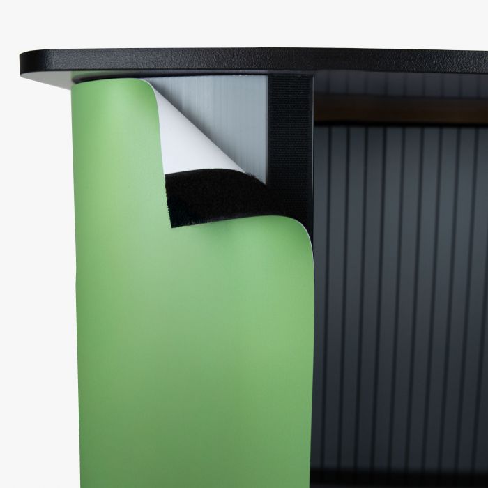 Messetheke Square mit grünem, individuell bedruckbaren Paneel, Signalshop.de Werbeartikel Giveaway