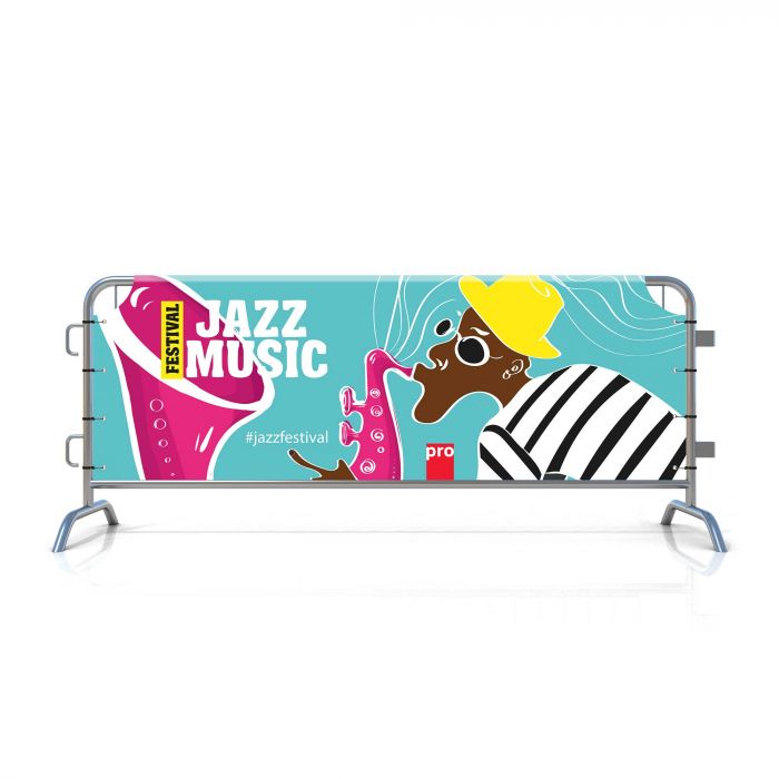 Absperrgitter-Plane mit Jazz-Motiv, individuell bedruckbar, Werbeartikel von Signalshop.de, Werbegeschenke.