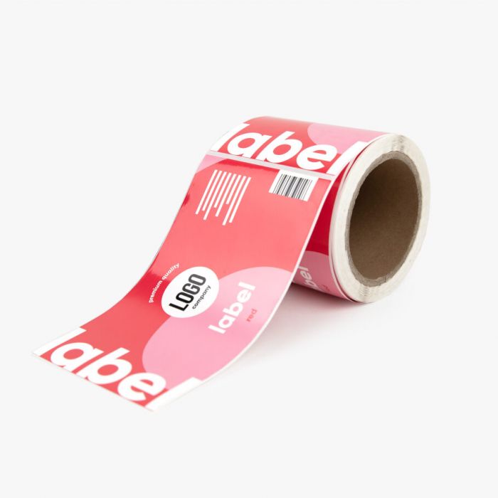 Gestanzte Etiketten auf Rolle in Rot, individuell mit Logo bedruckbar, Signalshop.de Werbeartikel Giveaway.