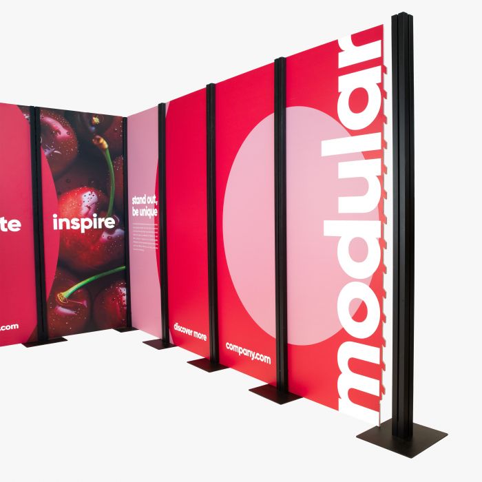 Der Inhaker® Messestand von Signalshop.de, modular und individuell bedruckbar, ideal als Werbeartikel und Werbegeschenk.