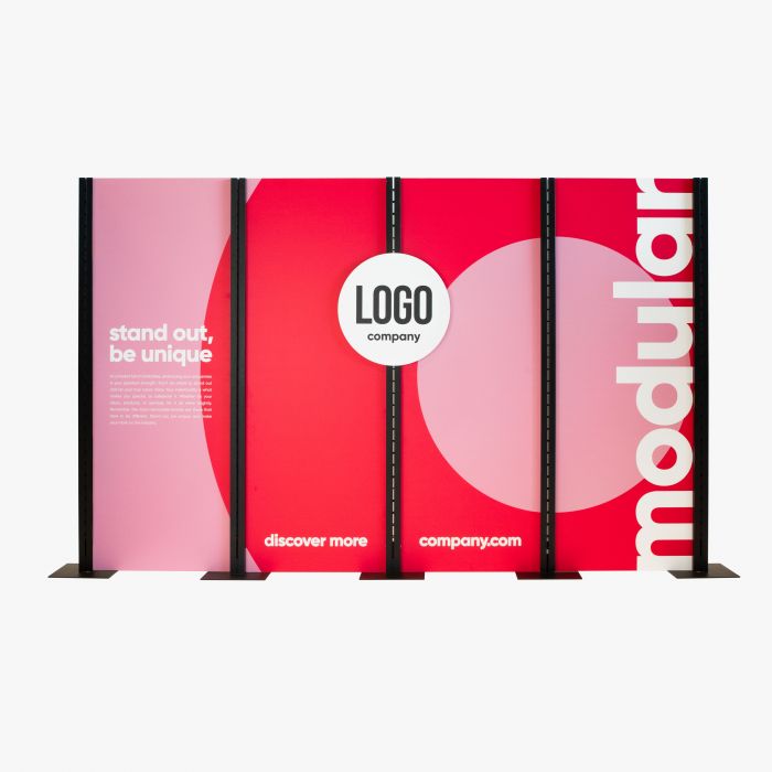 Der Inhaker® Messestand, modular, rot, individuell mit Logo gestaltbar, Signalshop.de Werbeartikel.