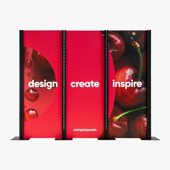 Der Inhaker® Messestand in Rot mit individueller Druckfläche, Signalshop.de Werbeartikel, Werbegeschenke.