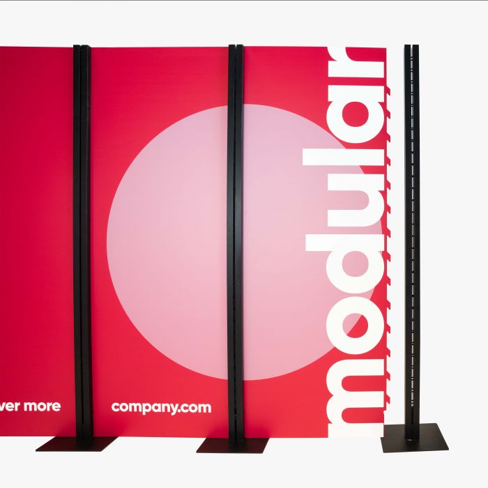 Der Inhaker® Messestand von Signalshop.de, modular und individuell bedruckbar, ideal als Werbeartikel.