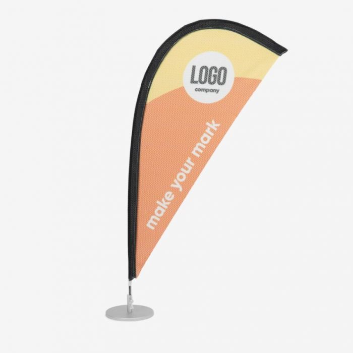 Mini Beachflag mit Logo, individuell bedruckbar, Werbeartikel bei Signalshop.de, ideal als Werbegeschenk.