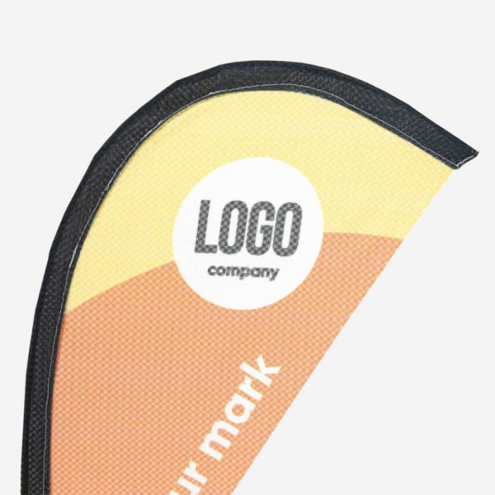 Mini Beachflag in gelb-orange, individuell bedruckbar mit Logo, von Signalshop.de, Werbeartikel, Werbegeschenke.