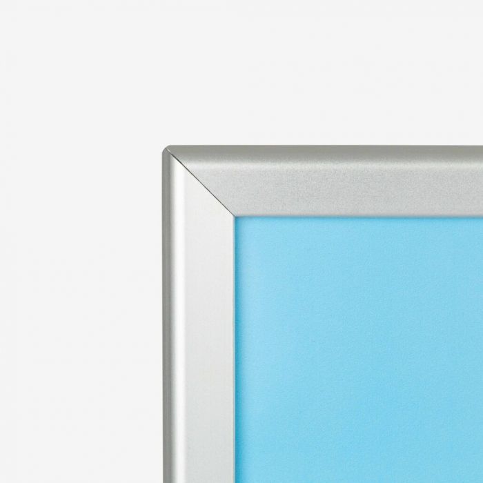 Silbernes Gehwegschild mit blauem Hintergrund, individuell gestaltbar, Signalshop.de Werbeartikel.