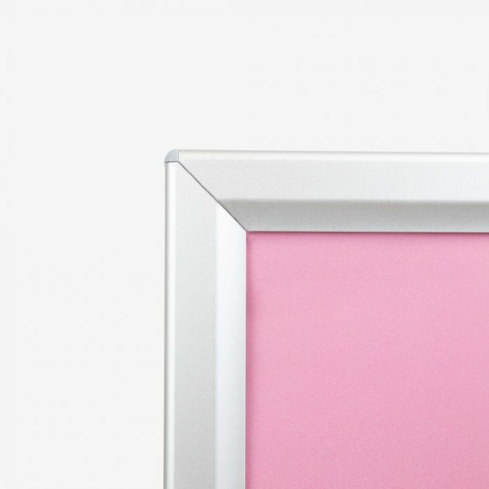 Gehwegschild mit silbernem Rahmen und rosa Fläche, individuell gestaltbar, von Signalshop.de, Werbeartikel.