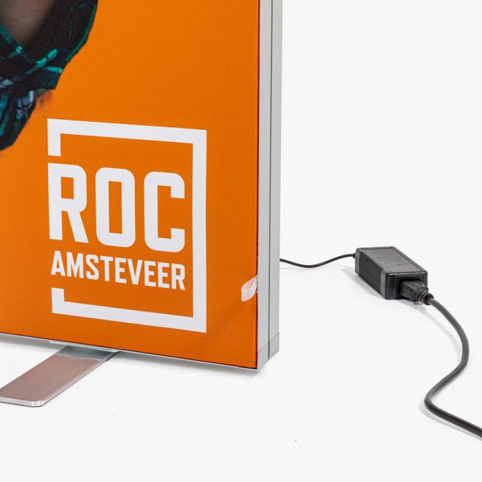 Pop-up LED Rahmen mit orangefarbener Stoffbespannung, individuell bedruckbar, von Signalshop.de, Werbeartikel.