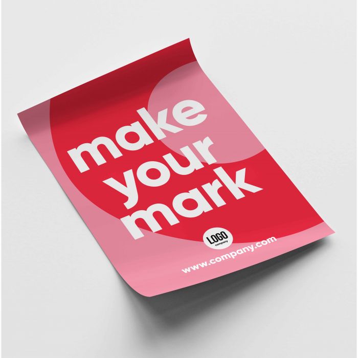 Rotes Poster "make your mark" von Signalshop.de, individuell mit Logo bedruckbar; Werbeartikel, Werbemittel, Giveaway.