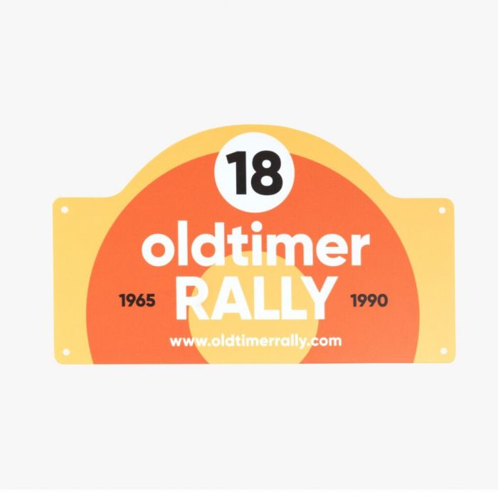 Ralleyschild aus Blech, orange-gelb, individuell bedruckbar, Signalshop.de Werbeartikel Giveaway.