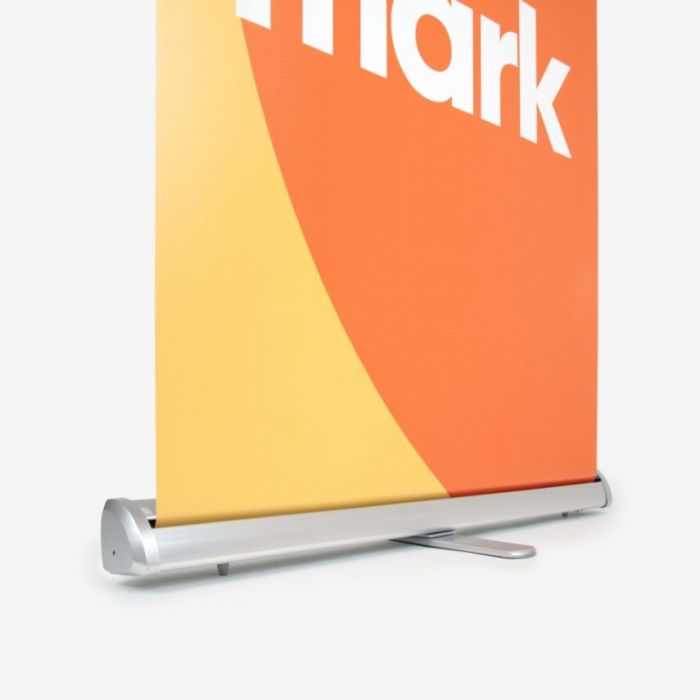 Roll-Up mit gelb-orangefarbenem Design, individuell bedruckbar; Werbeartikel von Signalshop.de