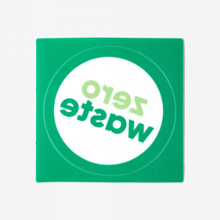 Grüner Aufkleber mit weißer Fläche "Zero Waste", individuell bedruckbar, Signalshop.de Werbeartikel.