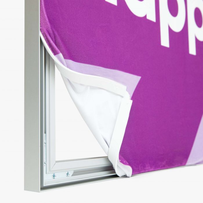 Keder Textil in Rahmen, lila Stoff, individuell bedruckbar, Signalshop.de Werbemittel Giveaway