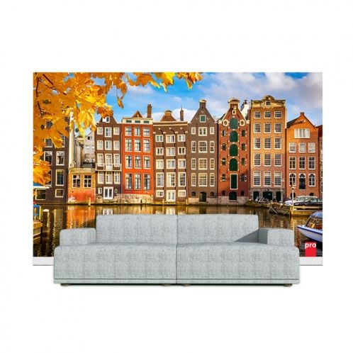 Nahtlose Fototapete mit bunten Häusern, individuell gestaltbar, bei Signalshop.de; Werbeartikel, Werbegeschenke.