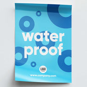 Wasserfestes Poster in Blau mit Logo, individuell gestaltbar, erhältlich bei Signalshop.de Werbeartikel.