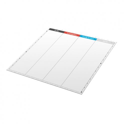 Weißes Whiteboard mit drei Spalten, individuell gestaltbar mit Logo, erhältlich bei Signalshop.de als Werbeartikel.