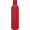 Eine rote, wiederverwendbare Wasserflasche mit glatter Oberfläche und Schraubdeckel.