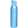 Eine blaue Wasserflasche aus Edelstahl mit Schraubverschluss.