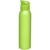 Grüne wiederverwendbare Wasserflasche mit Schraubdeckel und Tragegriff.