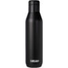 Eine schwarze isolierte CamelBak-Wasserflasche mit schlankem Design.