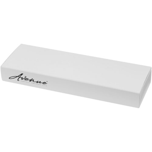 Rechteckige weiße Box mit Avenue-Logo an der Seite.