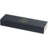 Rechteckige schwarze Parker-Stiftebox mit goldenem Logo und dem Text „Parkerk EST. 1888“.
