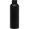 Schwarze, matte Wasserflasche mit Schraubverschluss, aufrecht vor einem weißen Hintergrund stehend.
