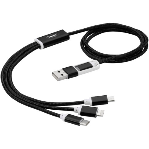 Nylon-Ladekabel mit Logo Versatile 5-in-1-Ladekabel