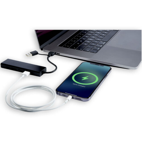 USB Hub bedrucken Rise USB 2.0 Hub aus recyceltem RCS Aluminium