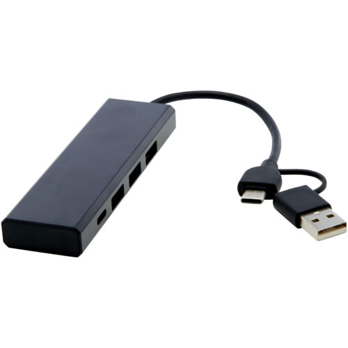 USB Hub bedrucken Rise USB 2.0 Hub aus recyceltem RCS Aluminium