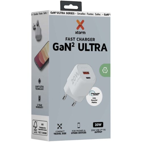 Ladegerät bedruckt Xtorm XEC020 GaN² Ultra 20 W Wandladegerät