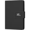 Notebook mit Logo bedrucken SCX.design O16 A5 Notizbuch mit Powerbank und Leuchtlogo