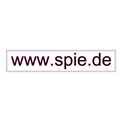 Text „spie.de“ auf weißem Hintergrund in der Schriftart SPIE – Internet A schwarz.