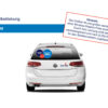 Auto mit SPIE-Logo und deutschem Text auf Fenstergrafik Größe M.
