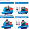 Vier Bilder von Personen, die Arbeitskleidung und Hüte oder Helme mit dem Logo von SPIE.de tragen.