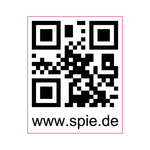 QR-Code mit Text „www.spie.de“ unten.