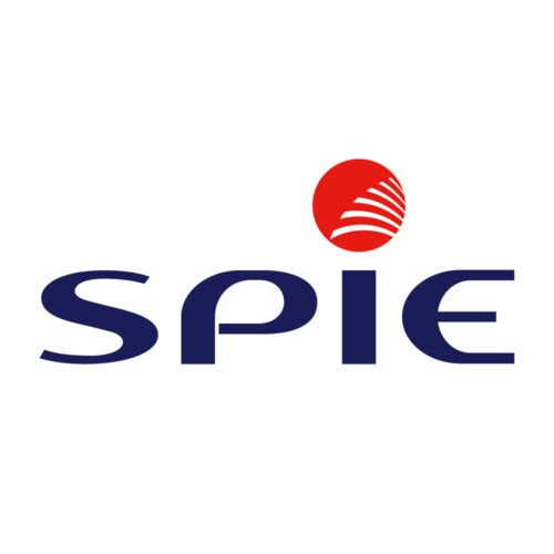 SPIE-Logo mit blauem Text und einer roten Kugel mit weißen Streifen über dem Buchstaben „I“.