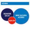 Grafik mit Kreisen: „Bewirb dich!“, „Wir suchen Azubis“ und „spie.de“.