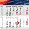 Ein dreisprachiger Kalender für 2025–2026, wobei der 15. Januar 2026 rot hervorgehoben ist.